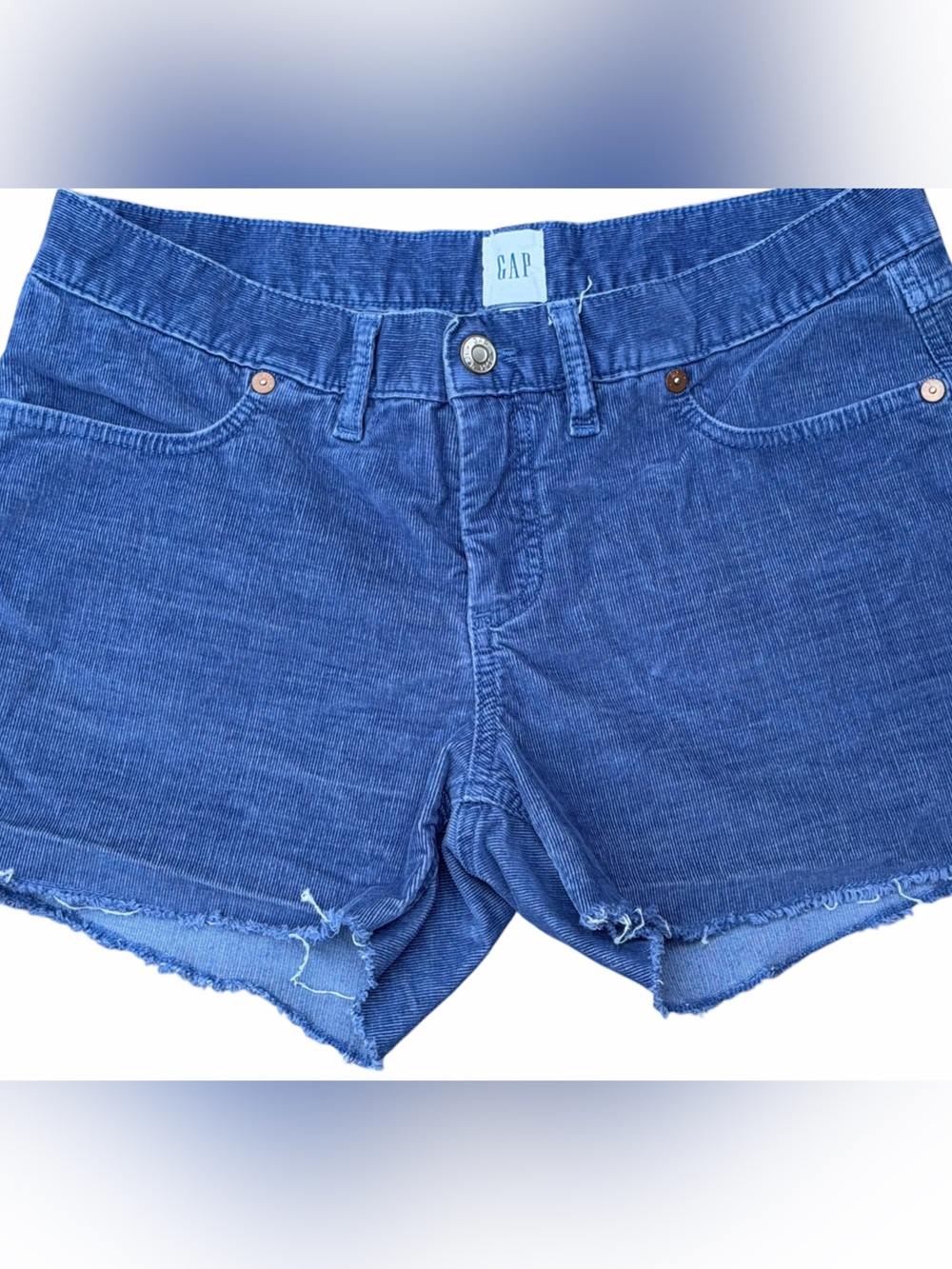 GAP ladies blue corduroy denim cutoff shorts size 6